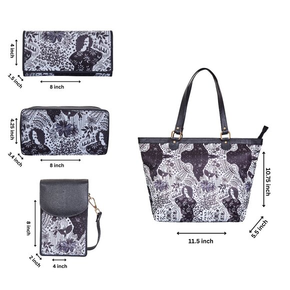 Ladies' Printed Fabric Combo –Tote Bag, Wallet,  Phone Wallet & Jewellery Case - Picture 3 of 8